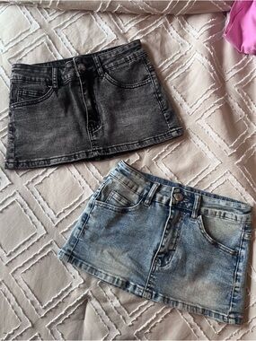 Micro Mini Denim Skirt Set